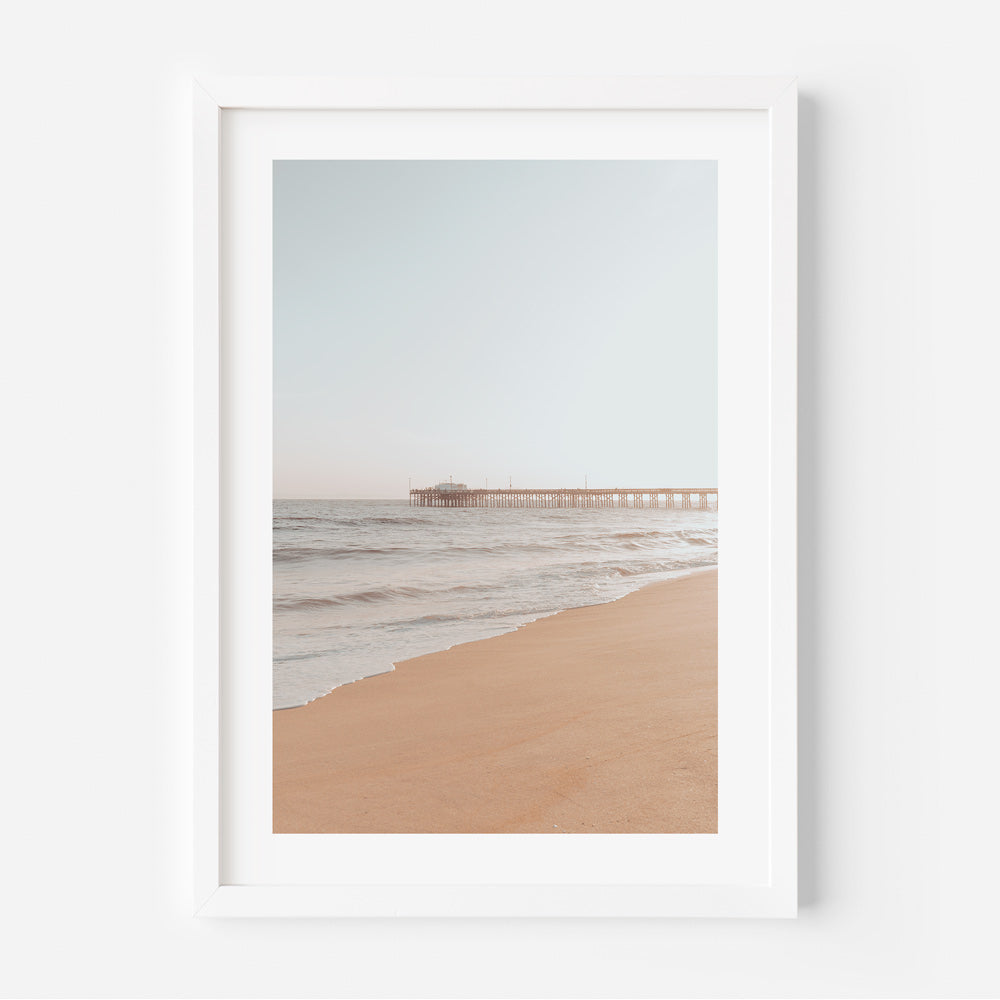 Serene Newport Beach Pier wall art by OblongShop, ideal for tranquil home decor.
