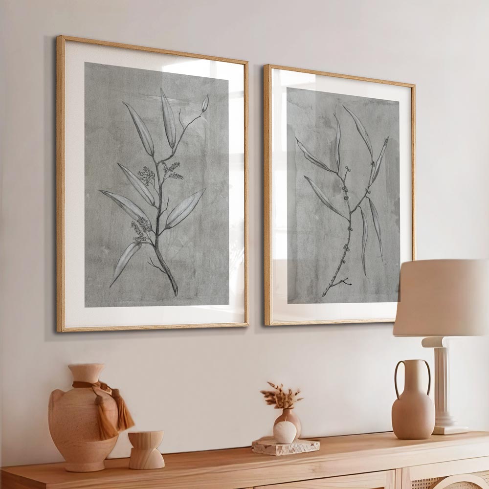 Grey Leaf I Art Print