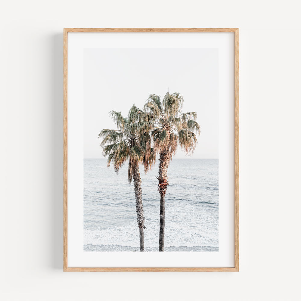 Artistic print of palm trees by the ocean - Beautiful wall art for homes and offices