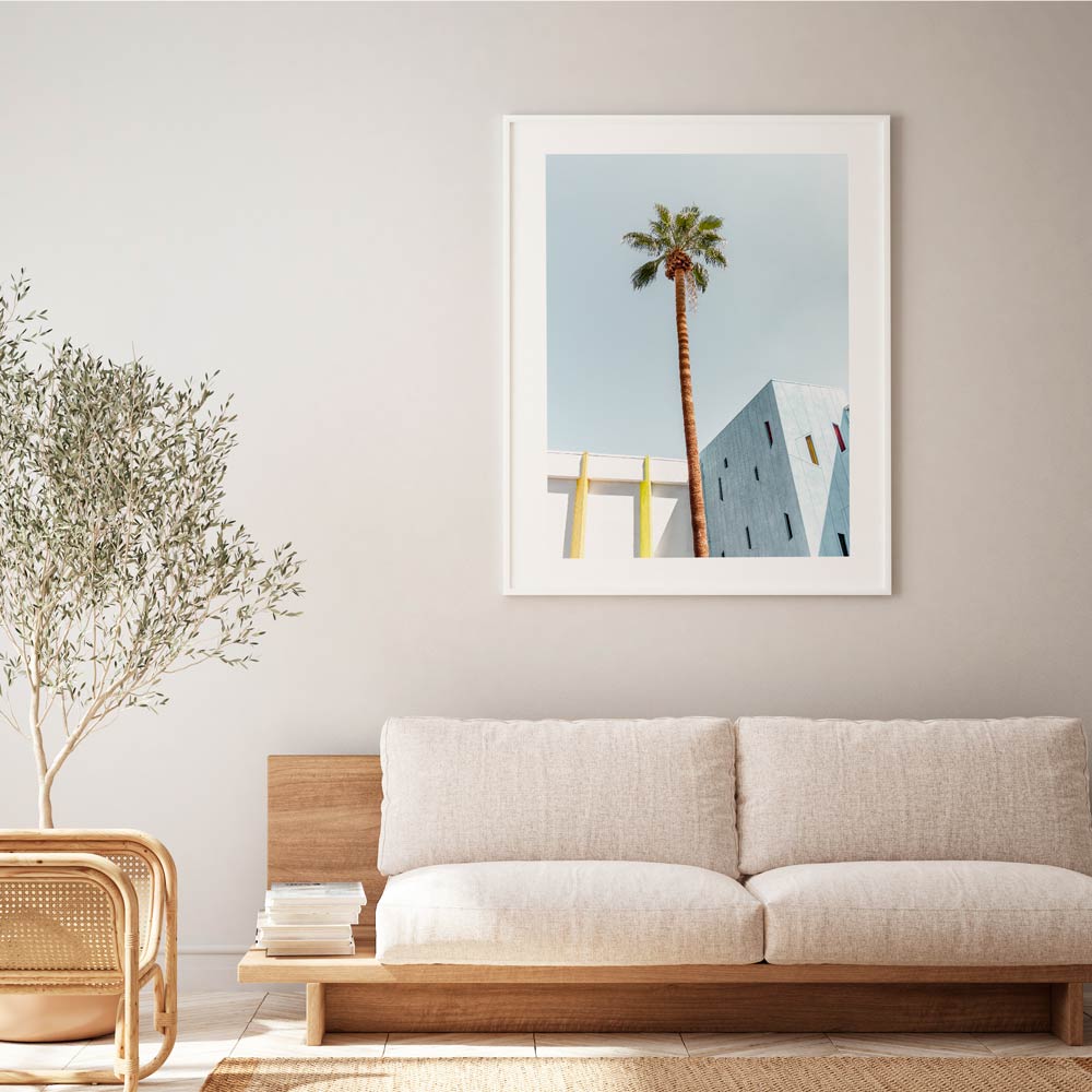 Palm tree in Palm Springs canvas print, perfect for bringing the serene beauty of the desert landscape into your home.