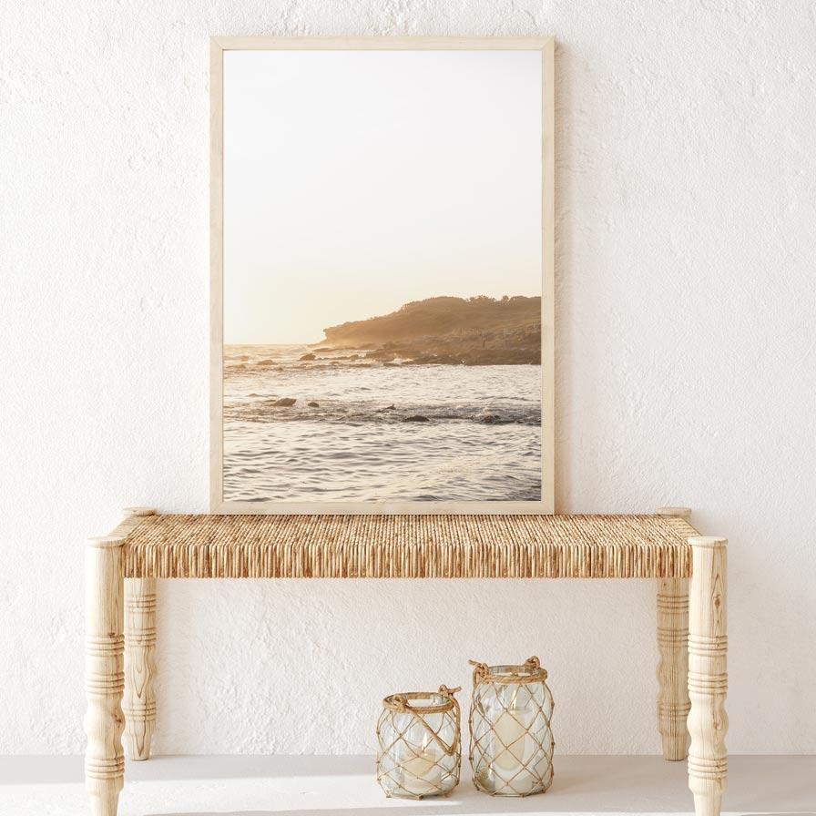 Wall art print of the sunrise at Maroubra Beach, a serene addition to any living room or office space.