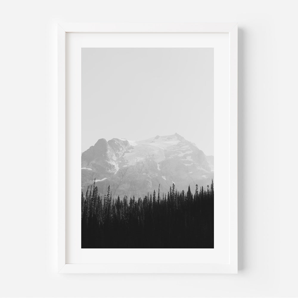 Striking black and white wall art of Mt. Matier, British Columbia. Perfect for home and office decor. Original photography print.