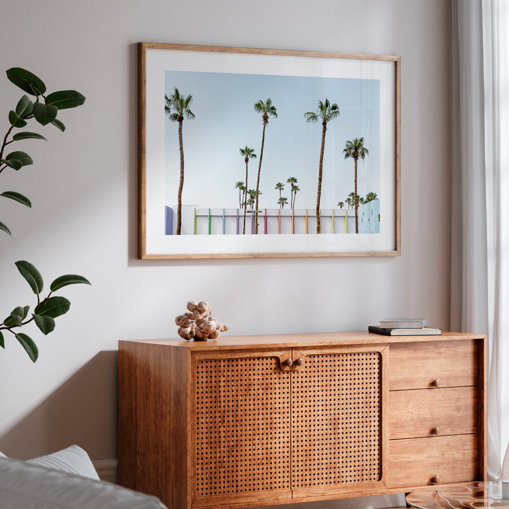 Palm trees around The Saguaro Hotel in Palm Springs, ideal for canvas prints and wall art decor.