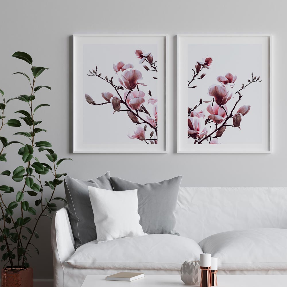 Pink Magnolia Blooms Art Print