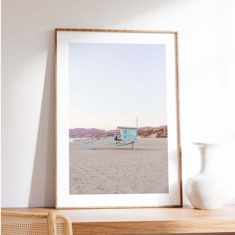 Wall art featuring Santa Monica Beach Hut, California - perfect for home or office decor by Oblongshop
