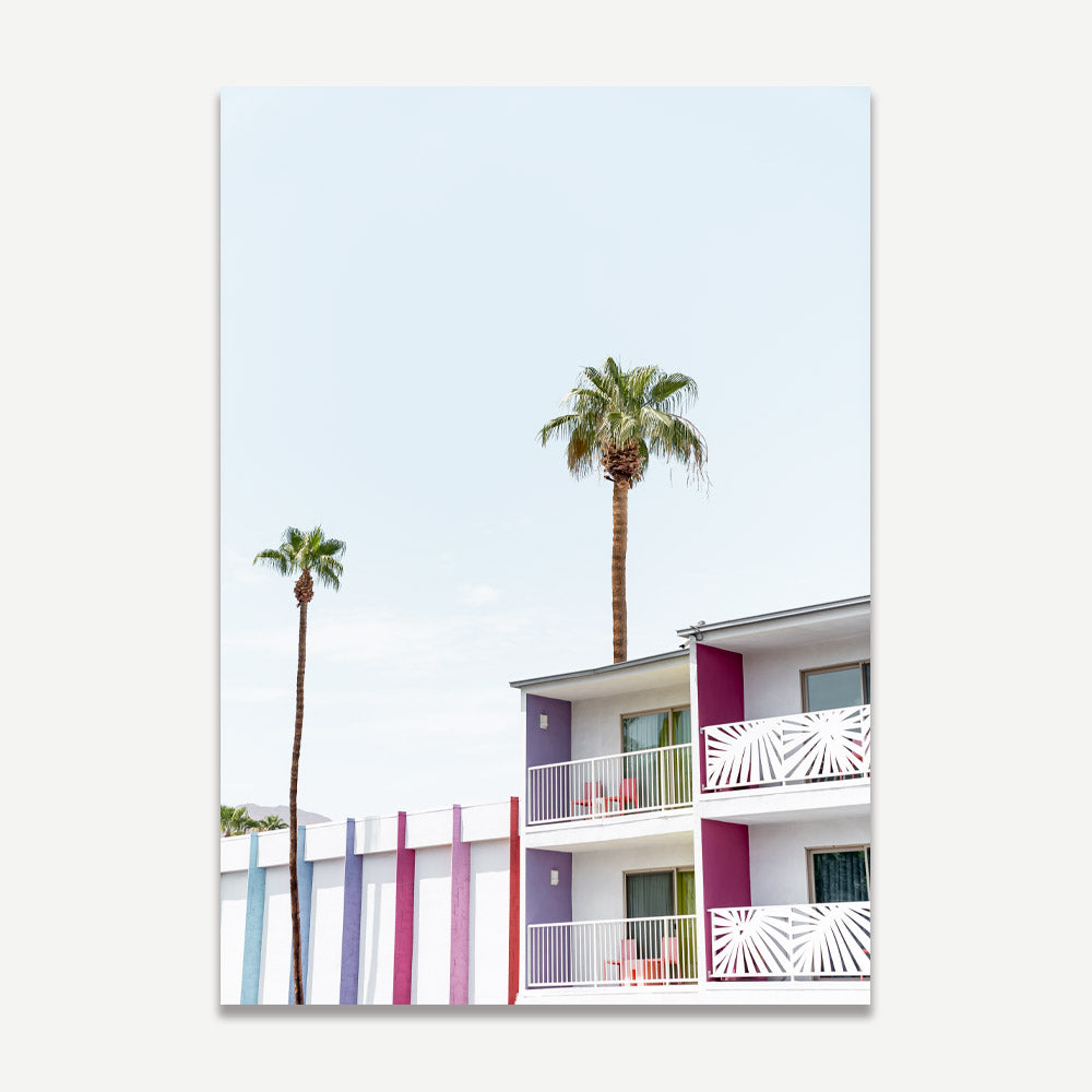 Colourful facade of Saguaro Hotel in Palm Springs