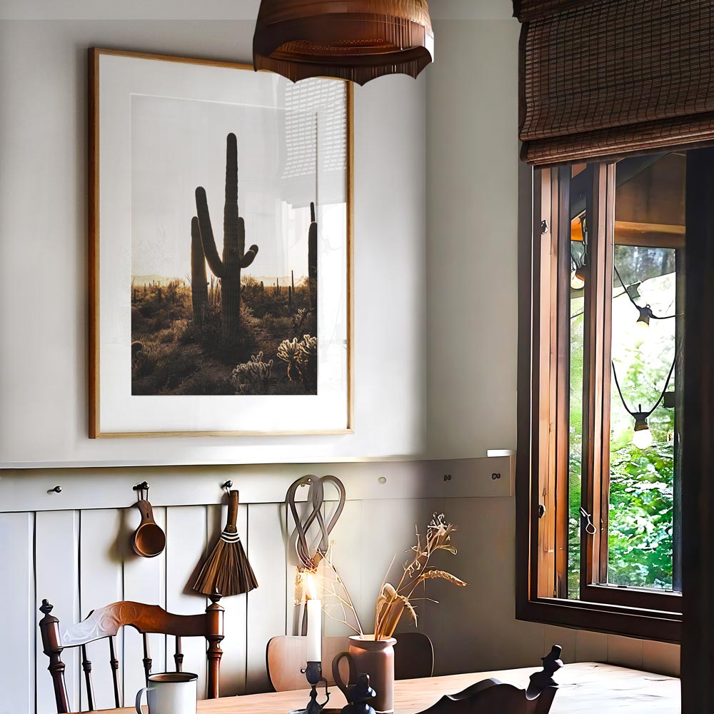 Saguaro desert print wall art for home or office decor - Oblongshop
