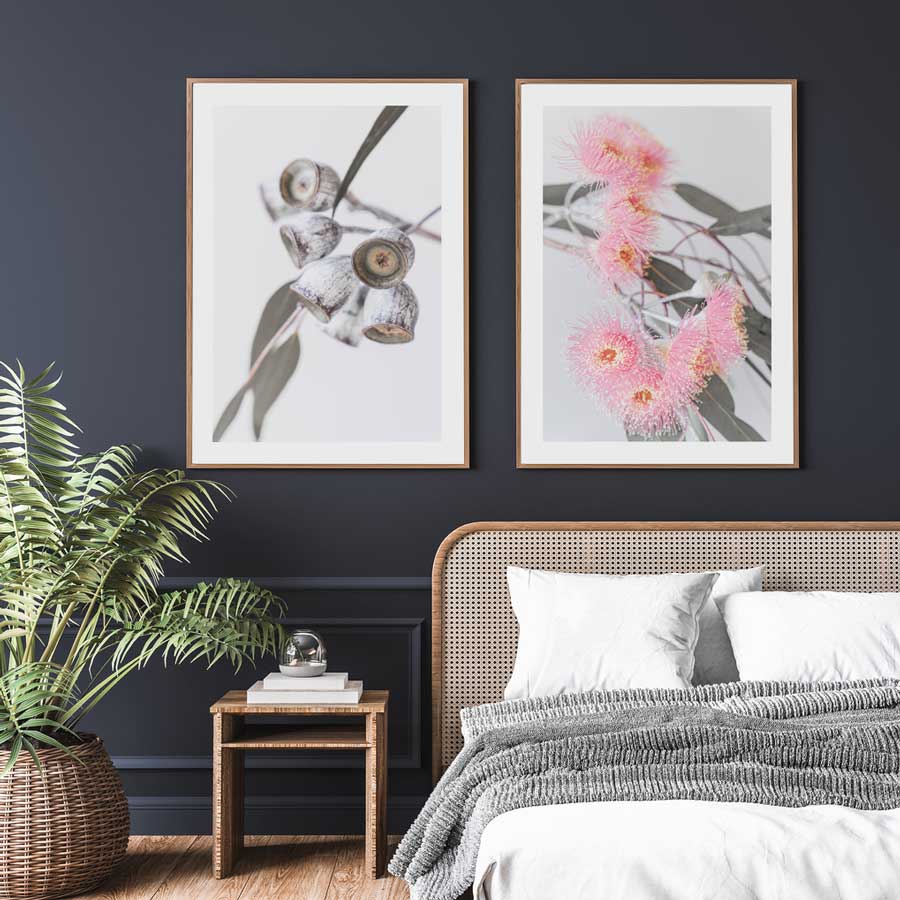 Set of 2 Art Prints - Gum Nuts & Pink Eucalyptus I
