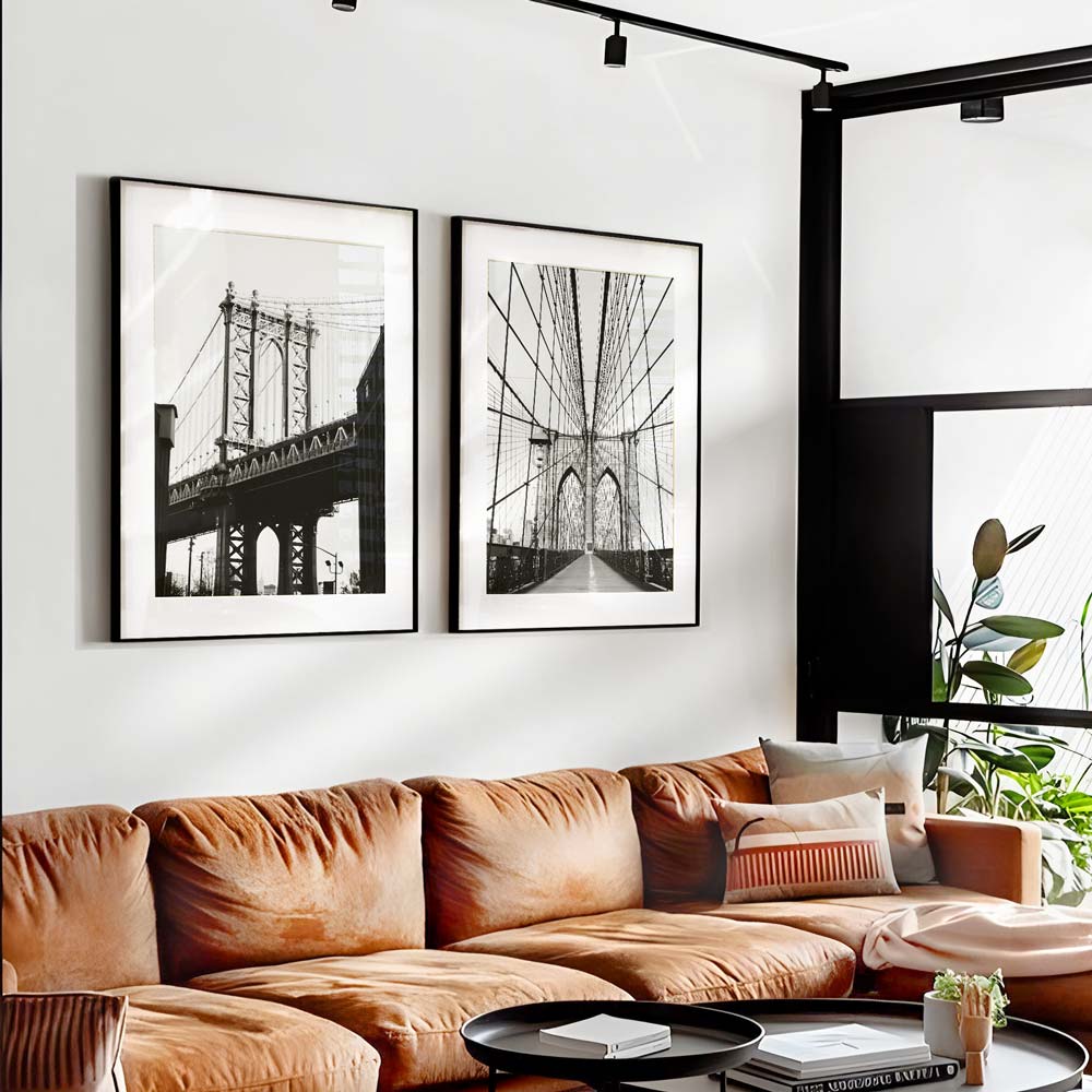 Set of 2 Art Prints - Brooklyn Bridge BW & Dumbo BW