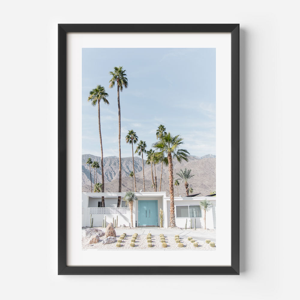 Immerse yourself in the allure of Palm Springs, California, with this captivating image featuring a desert oasis and palm trees, perfect for wall art.