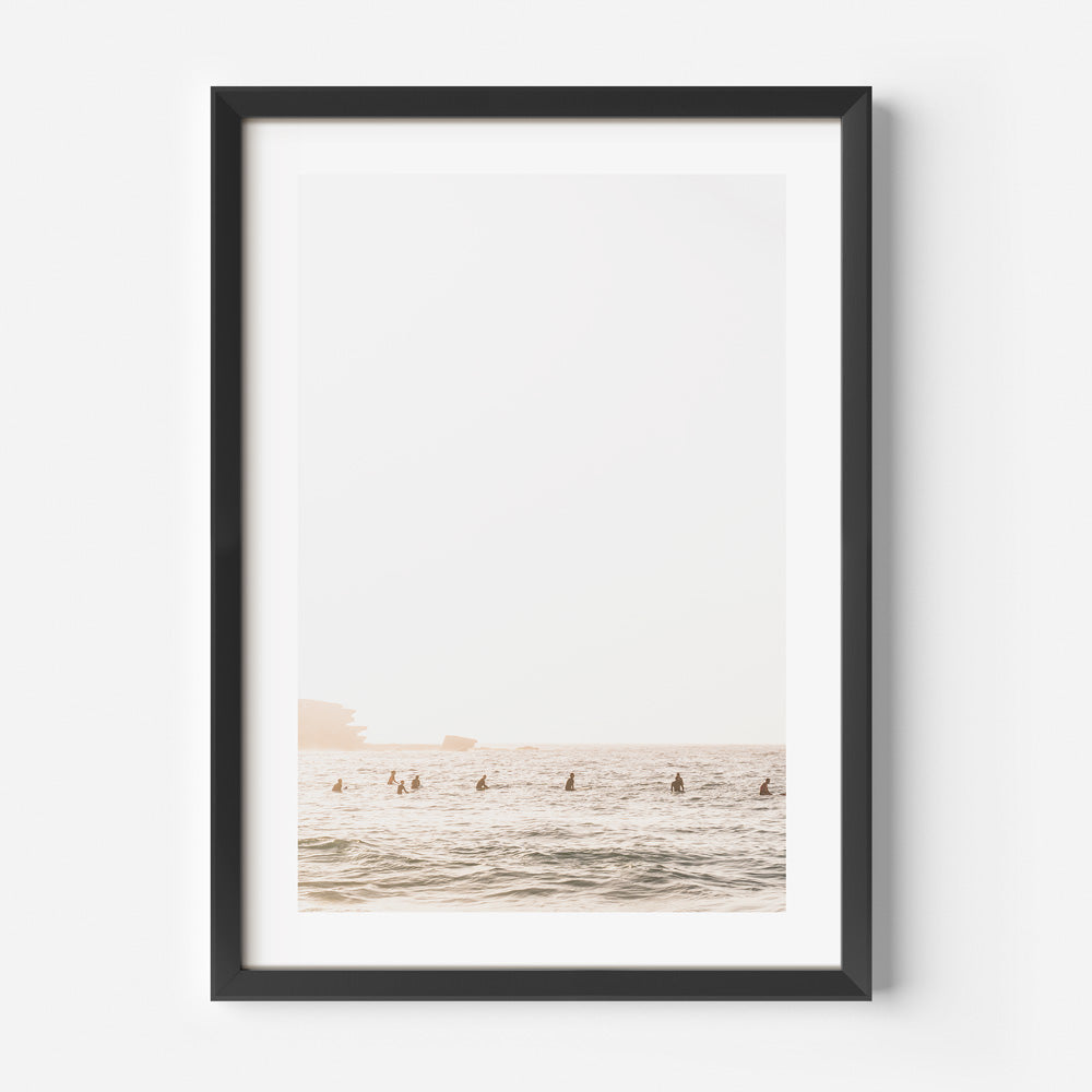 Real photography of surfers in the ocean, art wall art