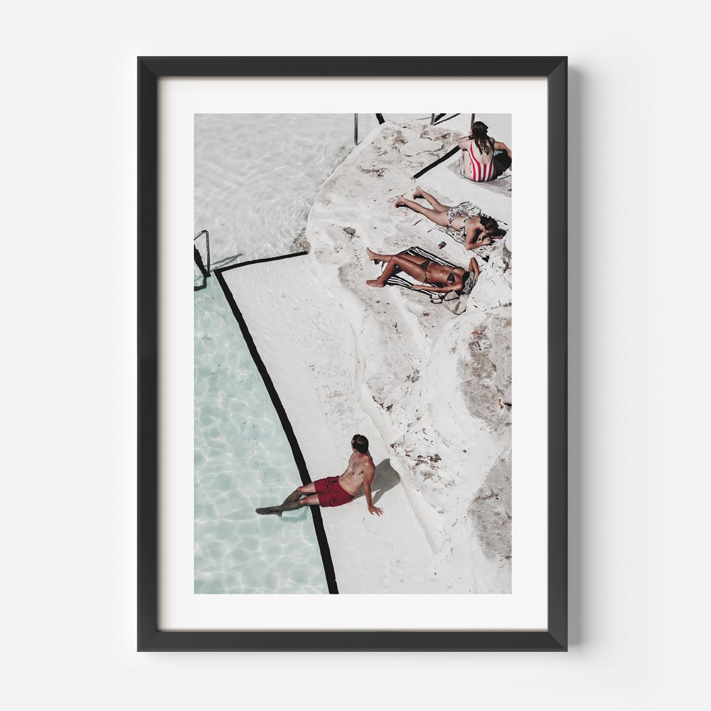 Photography print depicting the laid-back vibe of Bondi Icebergs poolside, perfect for coastal wall art and canvas prints.