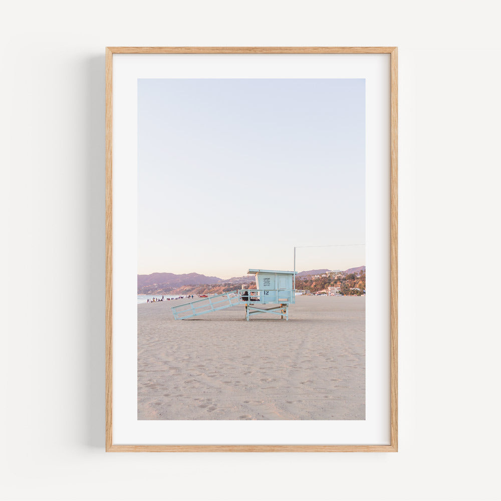 Santa Monica Beach Hut, California wall art - enhance your space with this beautiful print by Oblongshop