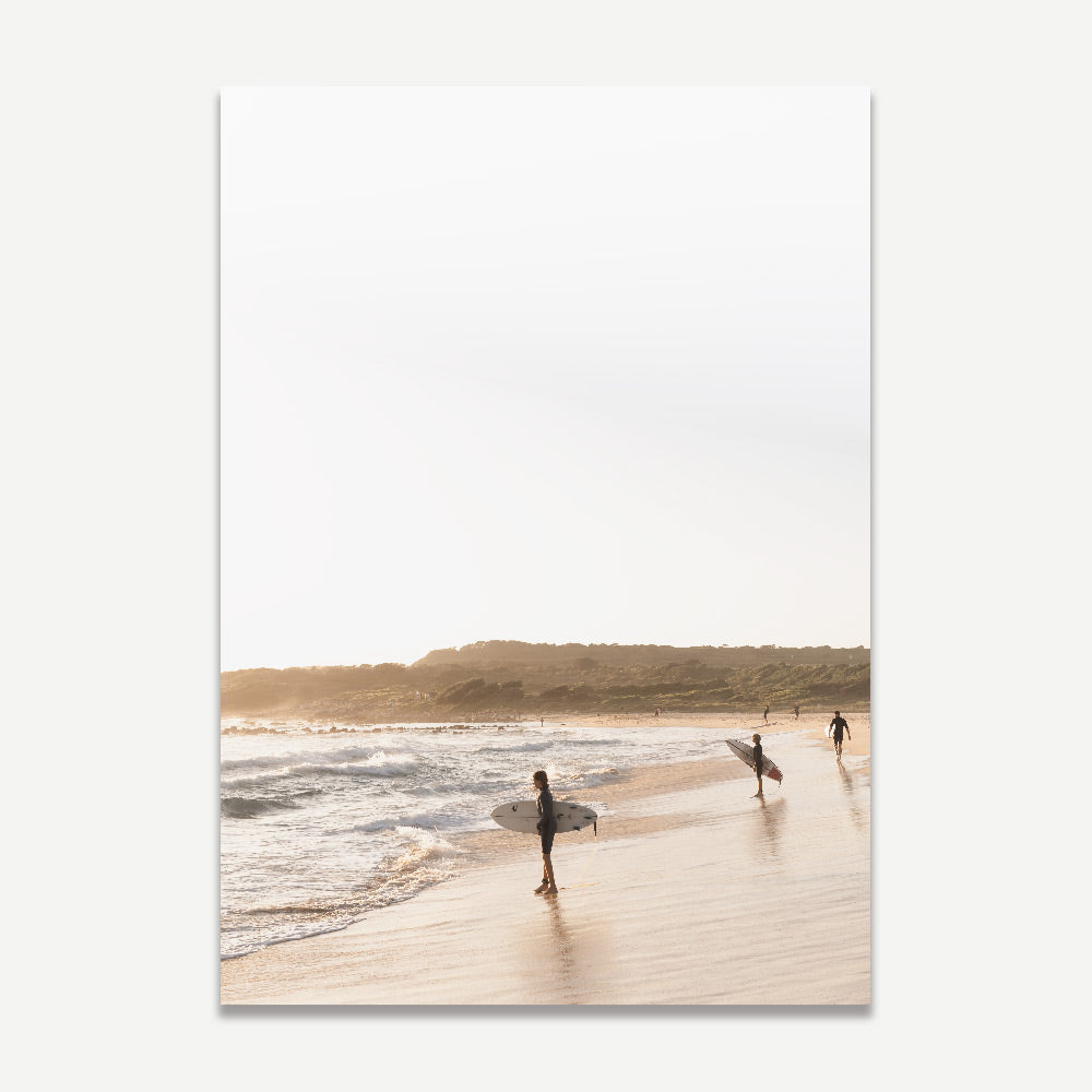 Exquisite wall art featuring real photography of surfers on Maroubra Beach.